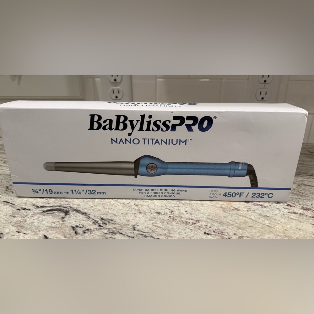 BaBylissPRO Nano Titanium Taper Barrel Curling Wand professional iron 1.25 inch